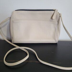 Vintage Coach Slim Zip Bag Ivory Cream Leather